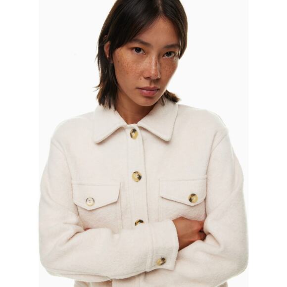 Wilfred Boiled Wool Autumn Shirt Jacket Small Cream Fall Shacket Button Trucker - Picture 9 of 12